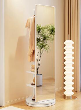 卧实全身地镜家用室穿衣镜落可旋转移木动衣70434帽架多功能一体