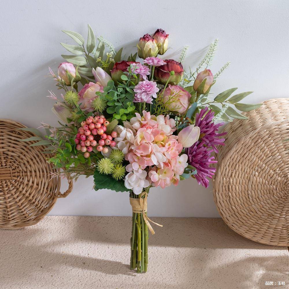 墙挂诗的编织札仿真花家居装饰花饰计手捧花束墙手跨设境CF01RBC4
