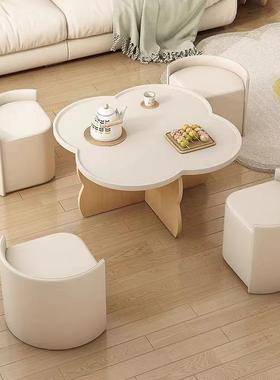 奶油风茶几客厅边几款新简户型现代约带坐BQX凳创意小网红圆形茶