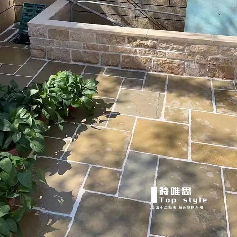 莱姆石西班牙进口美式古堡做旧别墅客厅庭院户外仿古地砖500*500