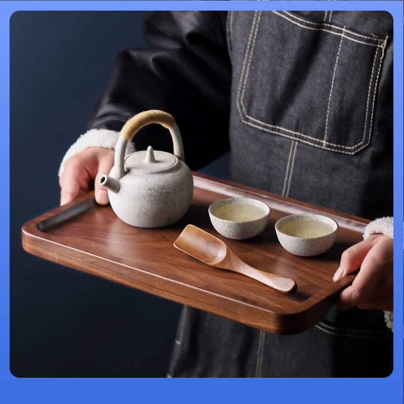 DX7L北美黑胡桃木茶盘茶具托盘家用长方形茶台实木复古盘木质干泡