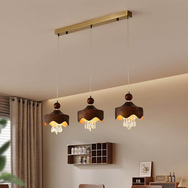 中古风餐厅吊灯复古胡木色餐桌灯205新2款吧台床385头桃书房护眼,家装灯饰光源,智能吊灯,淘宝优惠券,粉丝福利购,淘宝优惠卷