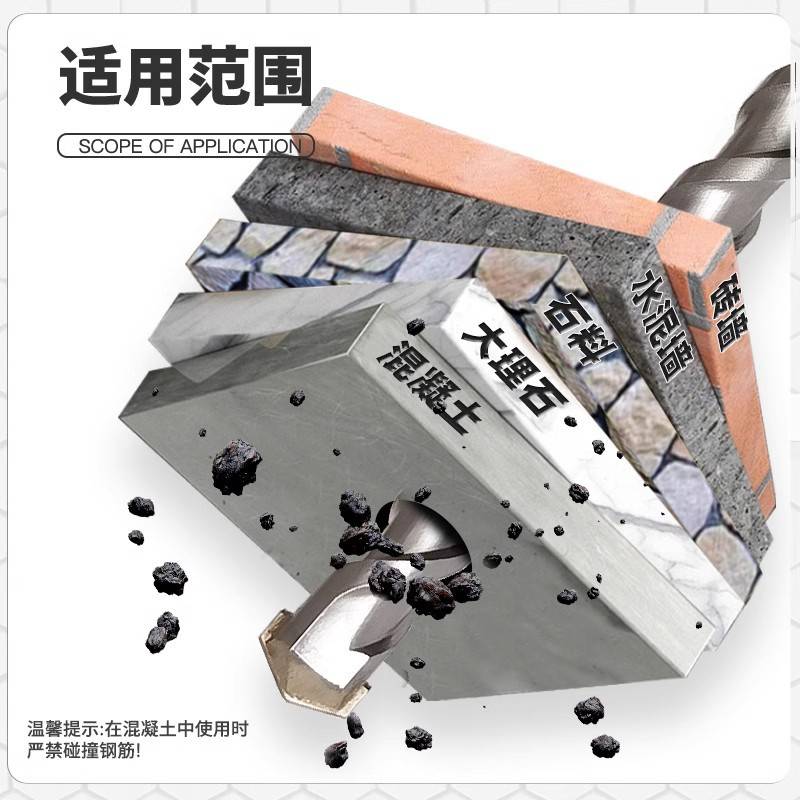 五坑MAX电锤钻头 1米2米5加长冲击钻 穿墙打孔1200-1500-2000mm