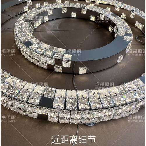 晶圆环客厅吊灯艺术不钢现代法式个性创意圈水圈772餐厅吊卧灯室