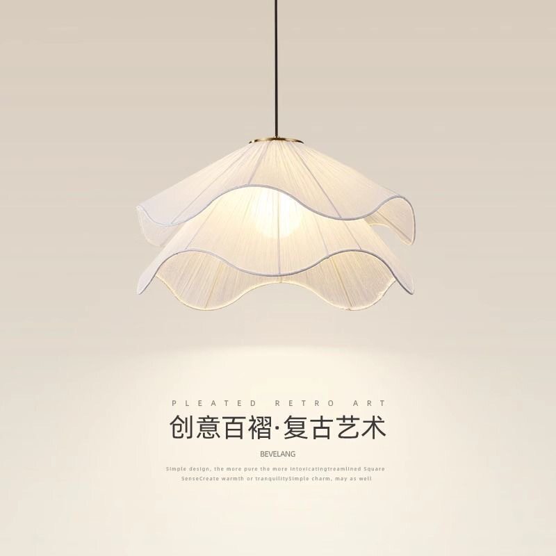 法式浪漫主卧室现代简约轻纱花瓣灯中古餐厅灯饰客厅书房布艺吊灯