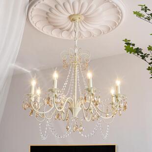 法客式水晶简灯轻奢现代约厅吊灯复古宫廷风卧室餐厅蜡123烛灯具