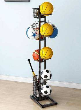 地家用儿童篮收纳架球摆放架球类多层足LSM落收纳筐羽球毛球拍置