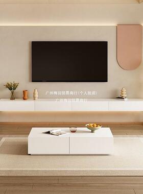 现简约空电视柜悬挂式悬WVR浮电视墙柜小户型厅客奶油风组代合茶