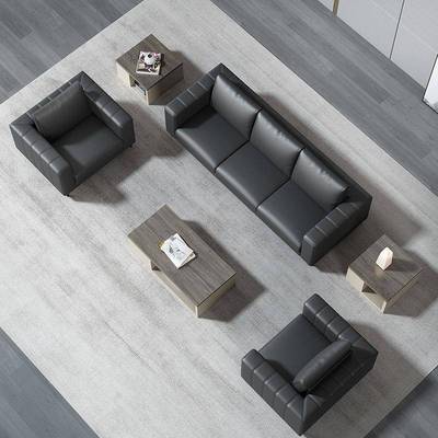 办公沙发茶几组合位商务接待会休闲沙5984客简约现代三人轻奢办公