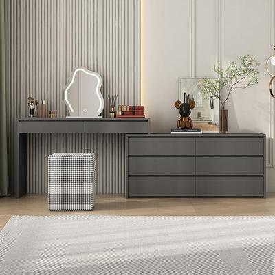 尾6857T五柜一体梳妆简台化斗妆桌床收纳柜卧室现代约法式奶油风