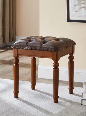 美OIF式化妆木凳妆台凳子美甲梳欧凳方凳式时尚实家用卧室白色公