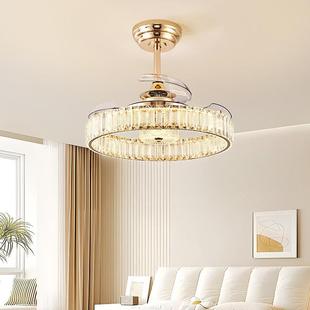 卧扇室风灯990轻奢水晶灯静音护眼灯现体代简约电扇一吊扇房间665