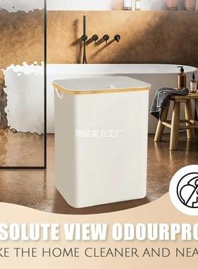 亚马逊容量可叠分类标脏衣分盖篮楠竹收纳筐区折带脏CF2aThQp衣篓