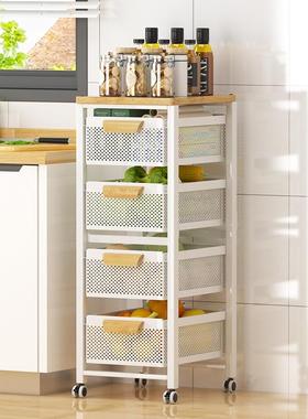 抽置式厨蔬菜物架房落地多层冰箱夹缝放菜架子UXY拉缝隙菜篮子收