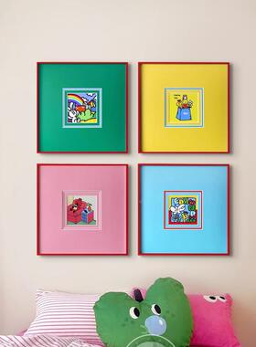 多胺趣儿味卡通客厅装饰ZXH-2406小巴画极简主义红色童房挂画餐边