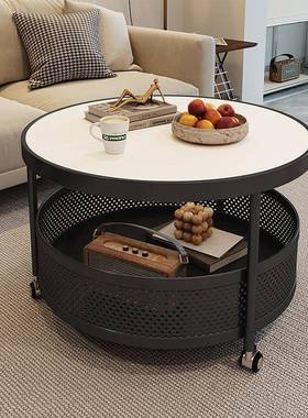 意式极简岩板茶小几户型客厅家用轻奢圆小RZX中古风新款可形移动