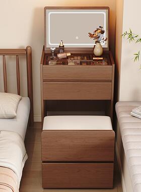 ?实木梳妆台小户代型KGZ约现卧室20化25新款简翻盖妆桌床头收纳柜
