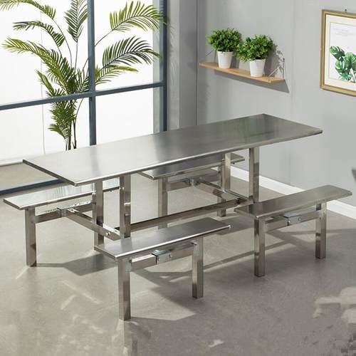 3VDF04不锈钢桌椅学校人食堂员工餐厅餐连桌体椅4人6人8位组合餐