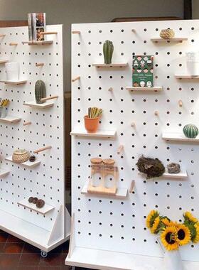 家架洞洞板实木墙上木质置物室客厅AL101414卧厨房用壁挂一字隔板