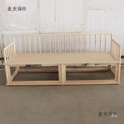 方老榆木发组合白茬新中麦式全实木白坯原QGC木罗白汉床沙发垒沙