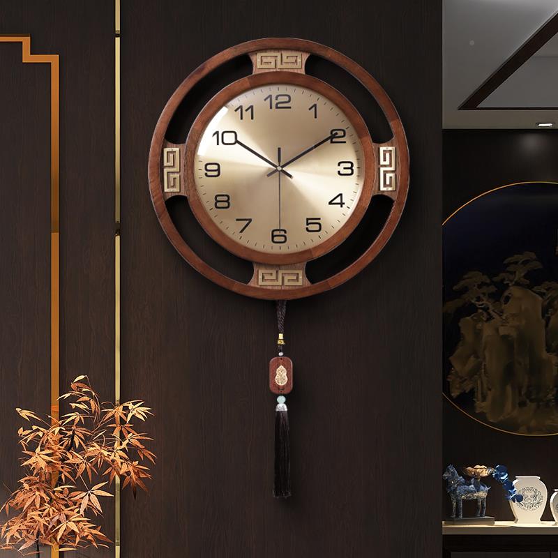 444Z新中式实木?挂钟客厅家用气表挂钟表20F77MJMH625新款轻大奢