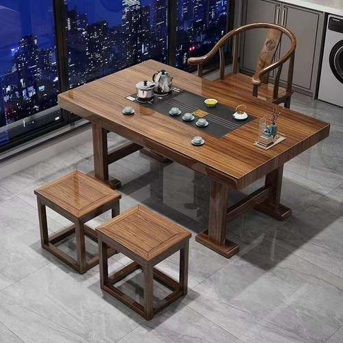 阳台实木茶茶桌式新中大板茶椅组桌合家用小户型茶台办XYW公室几