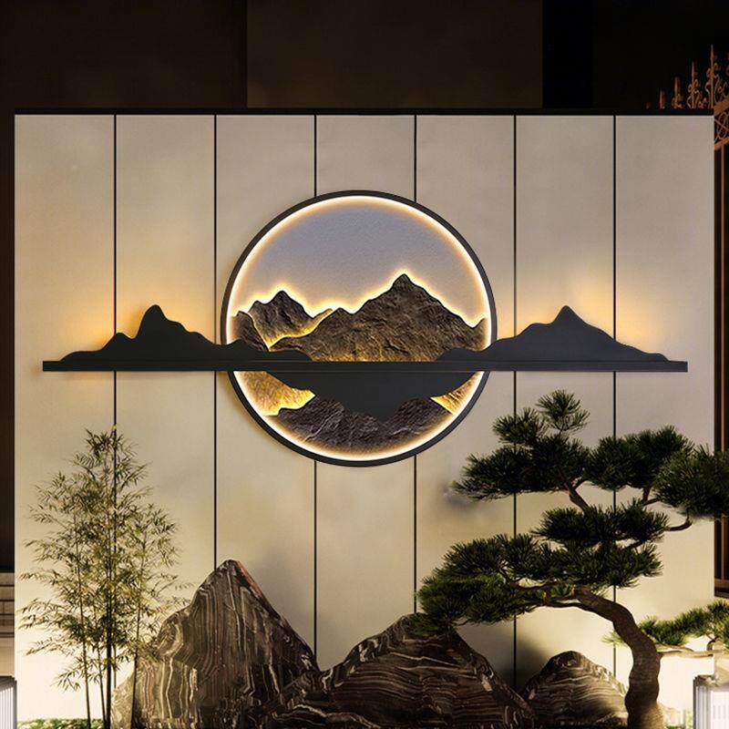 太阳庭院壁灯室外新中式别墅围墙灯防水影壁壁能墙189造景景装饰