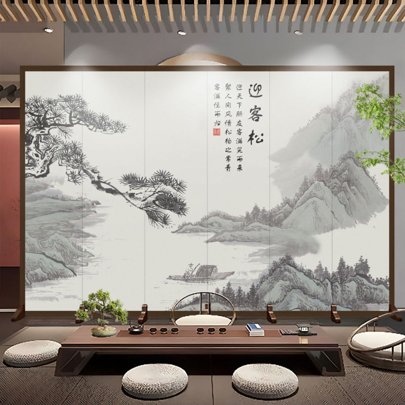 屏风入户正对门隔断客厅折叠移动玄关遮挡办公室酒店背景装饰画