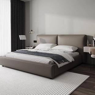 油风腐JKP块床极简豆意式皮艺现代简奶约双人床1米8主卧室高端床