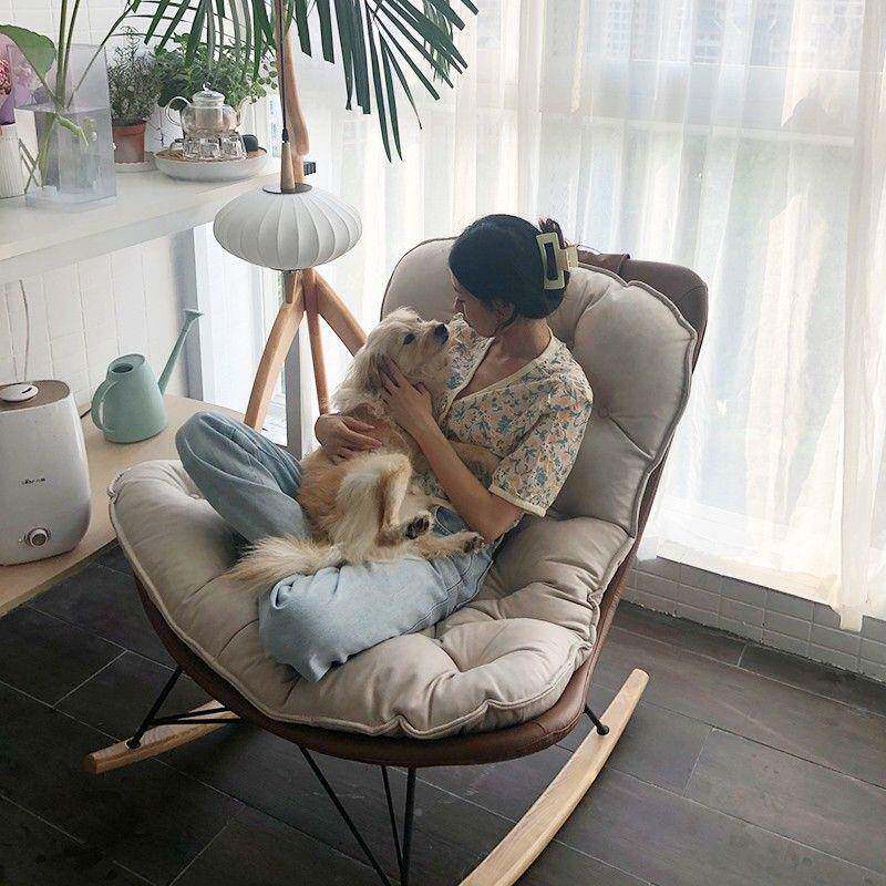 家用摇椅懒休人躺椅JDB轻沙奢客闲厅科技布发椅单人网红摇摇椅子