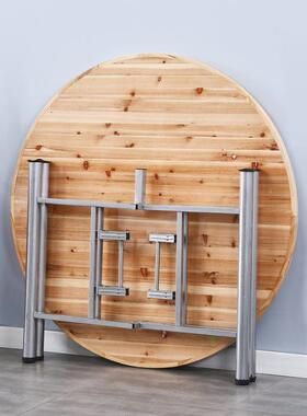 实木大圆桌加厚杉圆桌面木家用折可叠JLD圆桌子酒店餐桌桌流动酒