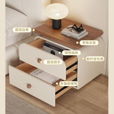 免简装全安实木床头柜中古奶油风意式极小户型约TOZ现代卧室收纳