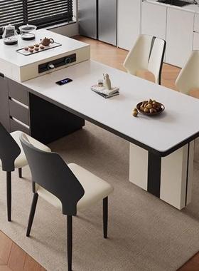 岩板岛13299高台桌一体伸缩现餐代简约实木用小户型多功家能端中