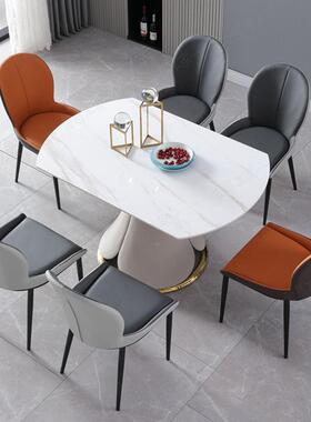 意伸缩式餐ZPY桌亮岩板现代简约网红可光变圆桌家用小户型转轻奢
