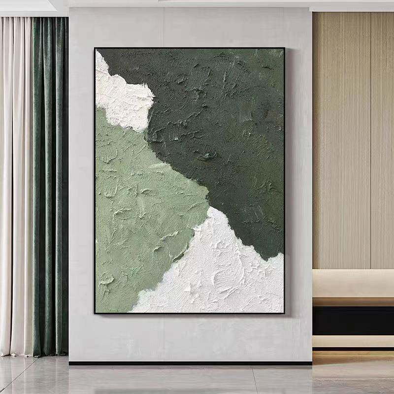 现代厚肌理简绿色油客厅装饰画轻奢高端玄关走约廊挂画巨SQ5305幅