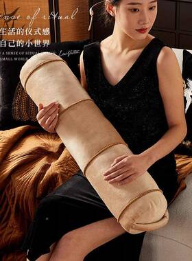 中圆柱新长条抱枕家jx048用绿色中国靠风床头靠背垫客厅沙发式枕