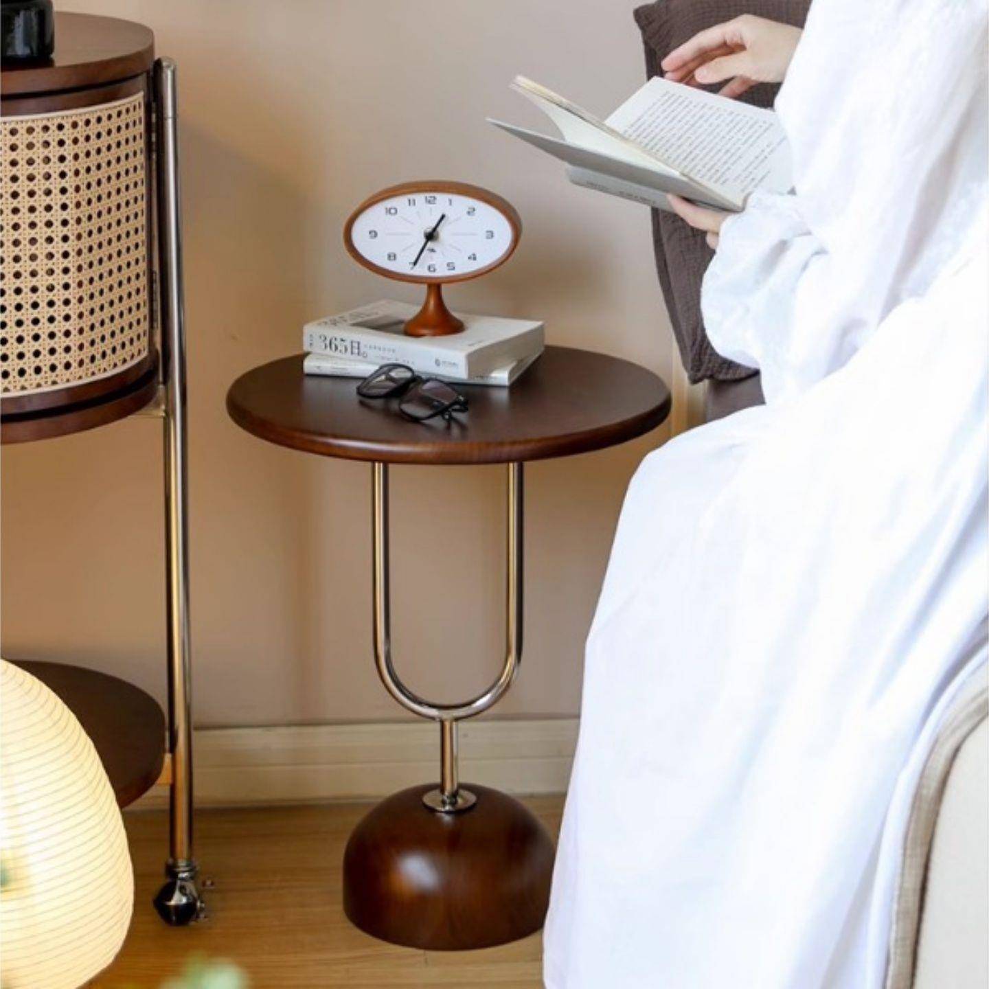 动中复古边风实02154茶几不锈钢沙发几卧室床头桌子客厅可移置物