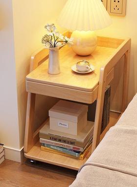 实TUN沙发边几木客厅移动茶水几家用多功能小卧推床车角几带轮室