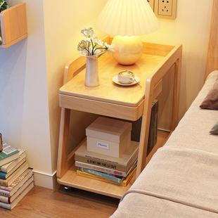 实TUN沙发边几木客厅移动茶水几家用多功能小卧推床车角几带轮室