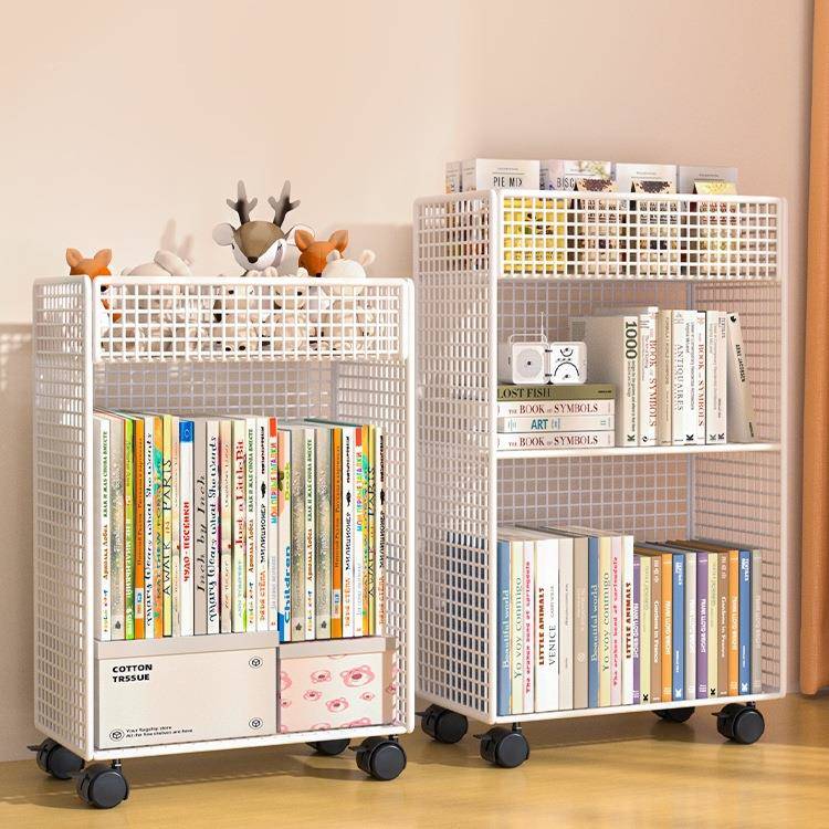 桌下置物架书桌旁小书架可动轮移落地办公桌边推GPC车书本收纳带