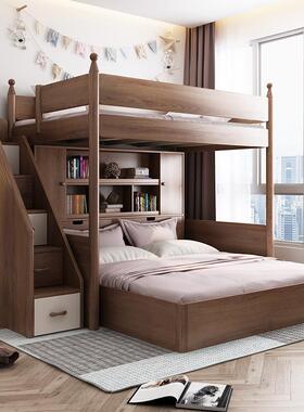 错式下A832多功床错位型高床带书桌衣柜小户型上床下低桌上下空高