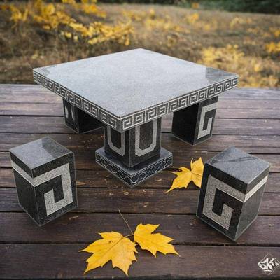 花岩岗石桌石凳公ZG-62164园户外庭椅理院花园一套室外子大石天然