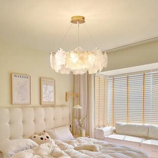 轻水晶灯法式奶油卧灯536雪花玻璃片奢水室晶客厅吊灯卧室吊灯叶