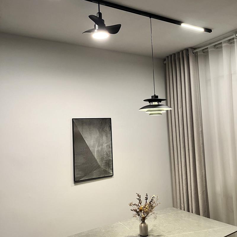 全台光谱吸轨道风扇扇吊灯中古风复古餐桌吧岛可遥903控创意叶磁