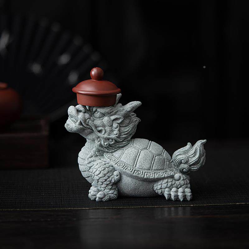 CKF国青砂石龙茶宠摆件家客厅鱼缸风造景寿龟沉龟水装饰居品茶具