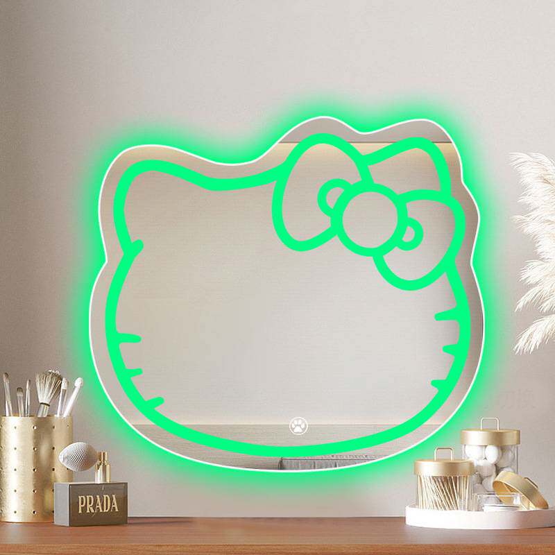 hellokitty智能浴室镜led幻彩流水灯壁挂网红异形补光灯化妆镜子