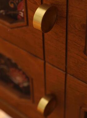 古矮实床头柜中古樱桃木复小柜子国风卧室收纳柜木小柜