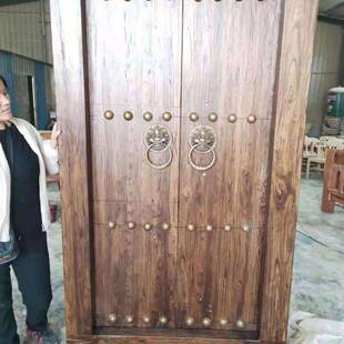 老榆木大门开古宅复双开门实木院进户双开古四合365院别墅对庭门