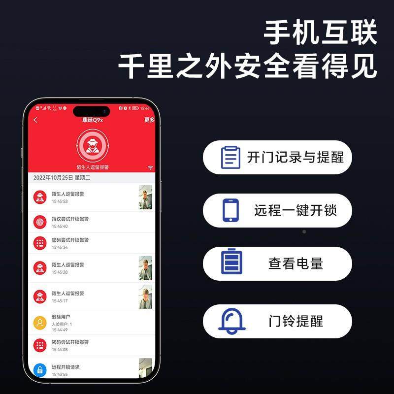 入户门嵌入Q7-3式指纹锁用防盗门智能人脸内识家别嵌别墅大式门密