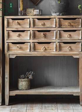 简约复古实木餐边个性客厅厨房收餐柜创意书柜民柜宿厅ROQ装饰纳